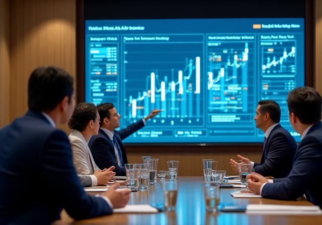 Business executives discussing strategic planning for 2024